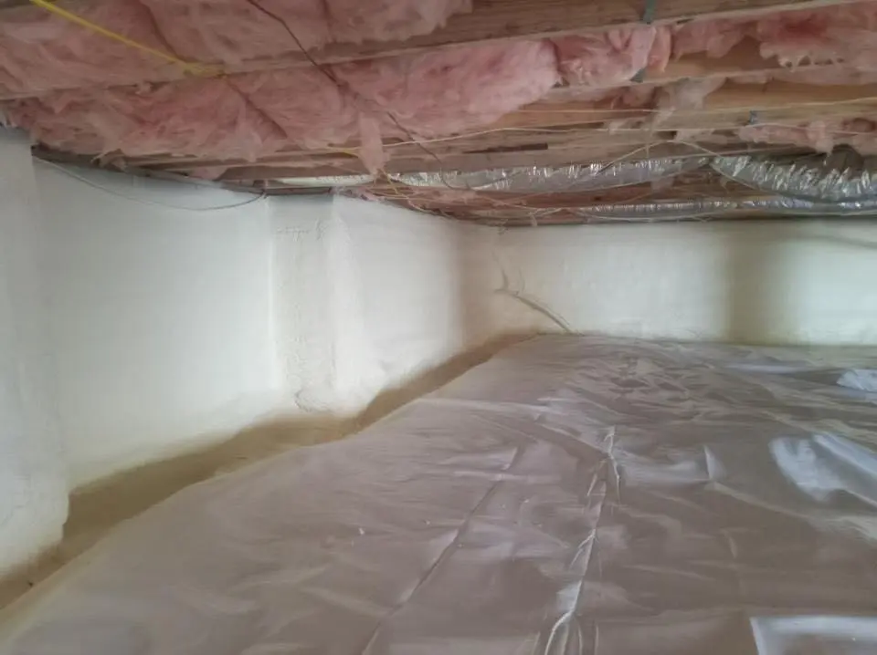 Crawl space encapsulation with closed-cell spray foam for Spray Foam Roofing Repair in Olney